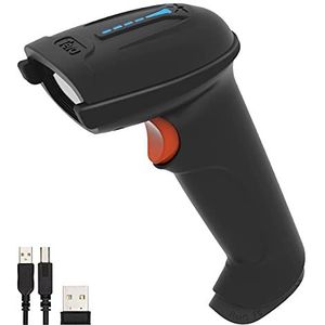 Tera Barcodescanner Draadloze 1D Laser Draadloze Barcodelezer Veelzijdig 2-in-1 (2.4Ghz Draadloos+USB 2.0 Bedraad) met Indicator Batterijniveau Lange Zendafstand Oplaadbare USB-handheld (Zwart)