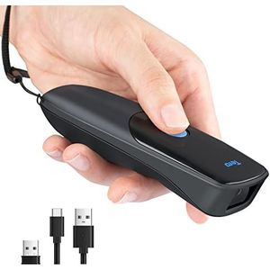 Tera Mini Barcodescanner 2D QR Bluetooth Draadloze Draagbare 1D USB Bedrade Streepjescodelezer 3 in 1 (2.4G Draadloos & USB Bedraad & Bluetooth) Pocket Barcodelezer, 1300