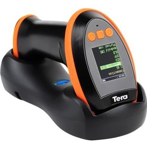 Tera HW0009 1D 2D QR barcodescanner met digitaal instellingsscherm en snelscan, werkt met Bluetooth 2.4G draadloze en USB-kabelverbinding