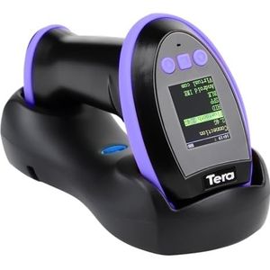 Tera 1D 2D QR barcodescanner met digitaal insteldisplay: toetsbediening en laadstation, Duitse bedieningsmenu en handleiding (mogelijk niet beschikbaar in het Nederlands), model