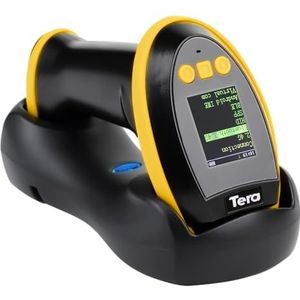 Tera 1D 2D QR barcodescanner met digitaal insteldisplay: toetsbediening en laadstation, Duitse bedieningsmenu en handleiding (mogelijk niet beschikbaar in het Nederlands), model