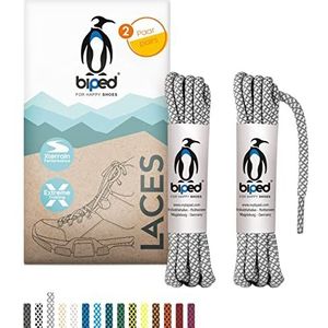 biped LACES 2 paar tweekleurige ronde polyester touwveters ø 4,5 mm - kleurrijke scheurbestendige veters voor buiten, laarzen en sneakers z2918 (#B04 grijs/wit, 180 cm)