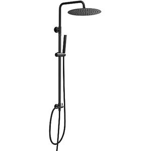 JOHO Zwarte wanddouchekolom zonder armaturen, douchezuil voor badkuip, verstelbaar in de hoogte, regendouchesysteem, doucheset, doucheruimte, badkamer met douchekop, D30 cm