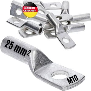 10 stuks Kalitec DR25-10 perskabelschoen 25 mm² M10 I-connector volgens DIN 46235 I Made in Germany