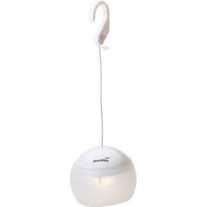 Skandika Tufjord LED campinglamp – Tentlampen – Campinglampen - 3 lichtstanden, 2000 mAh batterij, oplaadbaar, tentlamp, nachtlamp, 170 gram, USB-C – 10,5 x 10,5 x 26.5 cm (LxBxH) - Lamp voor camping, tuin, decoratie, wandelen – wit