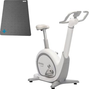 Skandika Abisko Ergometer SET – Hometrainer – Ergometer (106l x 57.5b x 123hcm) + Mat (60 x 120cm) - Wereldprimeur - Premium EMS weerstand, slimme app controle, stuur- en zadelverstelling, 36 weerstandsniveaus, bluetooth, computer display – wit