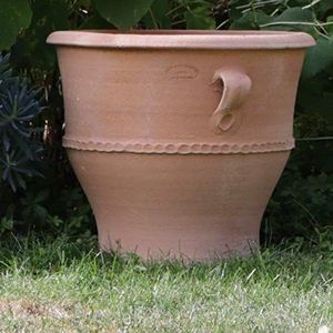 100% handgemaakte terracotta plantenbak, roze, 40 cm, uit Griekenland, exclusieve en natuurlijke sfeer voor je tuin en thuis