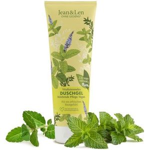 Jean & Len Vitaliserende douchegel met citroenverbena en munt, zachte reinigingservaring, voor een merkbaar zacht huidgevoel, zonder microplastics en minerale olie, veganistische douchegel, 250 ml