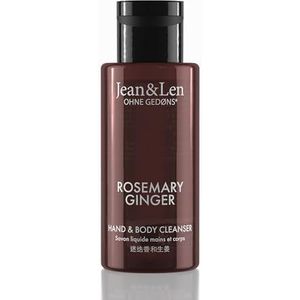 Jean & Len Mini Hand & Body Cleanser Rosemary & Ginger, voor een geurende reinigingservaring, body & handzeep in een hoogwaardige fles, ideaal voor reizen, verkwikkende frisse geur, veganistisch, 50