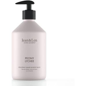 Jean & Len Heavenly Peony & Lychee hand- en lichaamsbalsem, voor een geurende verzorgingservaring, met biologische arganolie en sheaboter, hoogwaardige fles, zonder parabenen en