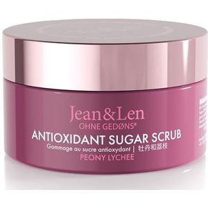 Jean & Len Antioxidant Sugar Scrub Peony & Lychee, voor een geurende reinigingservaring, met rijke oliën, hoogwaardige potjes, suikerpeeling zonder parabenen en siliconen, 200 ml