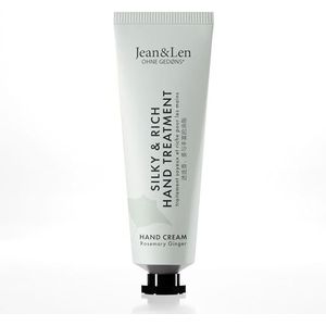 Jean & Len Mini Silky en Rich Treatment Rosemary en Ginger, 100 procent recyclebare aluminium tube, reisformaat, zorgt voor zachte handen, handcrème mini, zonder parabenen en siliconen, 30 ml