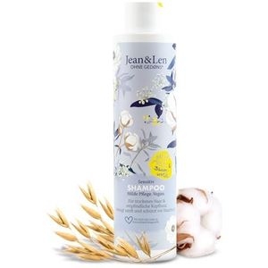 Jean & Len Shampoo Sensitive Oat Milk & Cotton, reinigt mild en beschermt tegen haarbreuk, voor droog haar en gevoelige hoofdhuid, zonder parabenen en siliconen, veganistisch, 300 ml