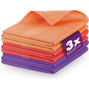 3 x poetsdoeken voor je huishouden, pluisvrije raampoetsdoeken voor streepvrije ruiten, absorberende microvezeldoeken voor keuken en badkamer, microvezeldoeken, microvezel Putzuch