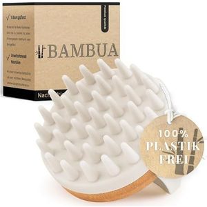 BAMBUA Hoofdhuid Massageborstel - (Anti-Roos Effect) Hoofdmassageborstel - Voor Hoofdmassage onder de Douche - Premium Hoofdmassager - Incl. E-Book ""Gezonde Hoofdhuid"" (Wit)