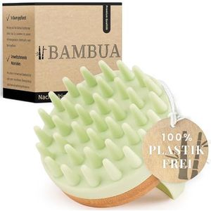BAMBUA Hoofdhuid Massageborstel - (Anti-Roos Effect) Hoofdmassageborstel - Voor Hoofdmassage onder de Douche - Premium Hoofdmassager - Incl. E-Book ""Gezonde Hoofdhuid"" (Groen)