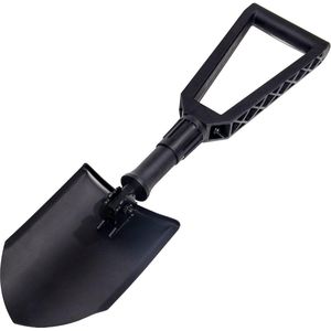Klapspade voor de tuin, schep van zeer sterk koolstofstaal, gebruik voor outdooractiviteiten, camping, sneeuwschoppen, tuinieren, graven (zwart)