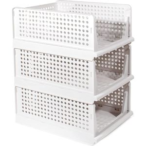 Kast-organizer, kledingkast, 3 stuks, opvouwbare opbergdoos, opbergsysteem voor laden, kluisjes, kledingkasten (wit)