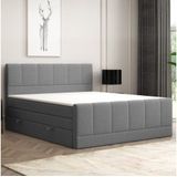 M-Punkt GmbH Boxspringbett IBIZA mit Bettkasten 180 x 200 cm Webstoff Grau - versch. Ausführungen