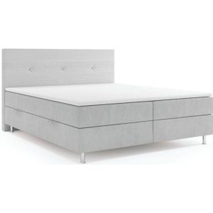 M-Punkt24 Boxspringbett RIO (Grau, Liegefläche 180 x 200cm), mit Bettkasten, Komfort-Schaum-Topper