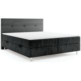 Boxspringbett RIO mit Bettkasten 180 x 200 cm Webstoff Schwarz Bett Bettkasten Topper