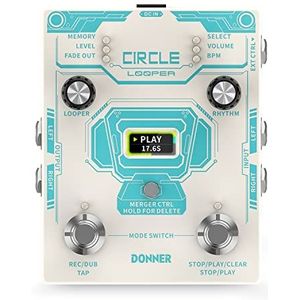 Donner Circle Looper Pedaal, Stereo Gitaar Looper Pedaal, 40 Slots 160 Mins Loop Pedaal met Drum Machine 100 Drum Grooves, Tap Tempo, Fade Out