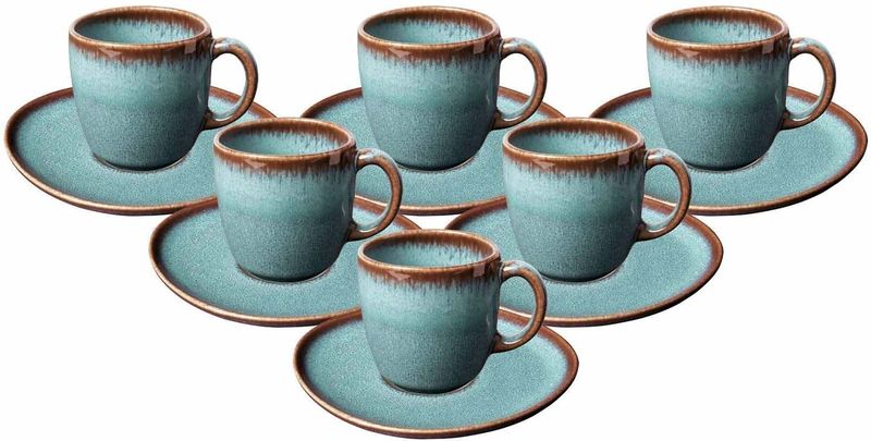 like. by Villeroy & Boch Kaffeetassen mit Untertassen Lave 190 ml 6er Set