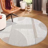 Carpet City Teppich LOUNGE 9992, rund, Höhe: 15 mm, Kurzflor-Teppich Modern, Hoch-Tief-Struktur, Wohnzimmer, Schlafzimmer