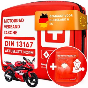 PURAHELP Motorfiets Verbanddoos volgens norm 2024 - Inclusief ademhalingsdoek - Motorfiets Eerste Hulp Set 2024 Mini Klein