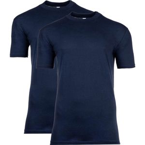 HOM - Shirt - Nachtblauw - 2 Pack - Katoen - Ronde Hals - Kwartmouw