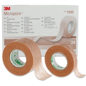 P-Beauty - 3M Micropore - Vliespleister - Huidkleur - Hypoallergeen - 1,25cm x 9,14m - 3 Rol