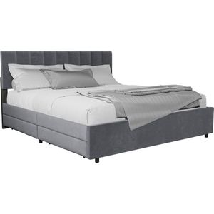 Juskys Gestoffeerd Bed Soria - 180 x 200 cm - Donkergrijs - Incl. Bedlades