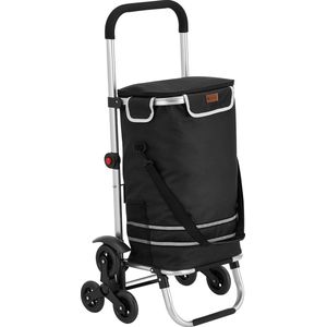 Juskys Einkaufstrolley 3in1, 56 l, mit Treppensteiger (6 Rollen), klappbar und modern, mit Kühlfach