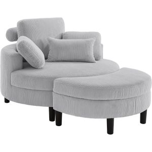 ATLANTIC home collection Loveseat Ravi XXL-stoel, inclusief opberghocker, rugkussen & drie sierkussens