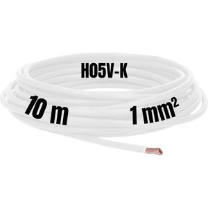 Kalitec 10 meter H05V-K 1 mm² witte bedradingskabel I kernkabel flexibel I PVC enkelader I meeraderig 1mm2 I bedrading fijnaderig I enkele kabel I kabel massief I schakeldraad vlamvertragend