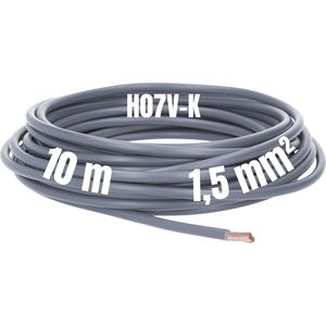 Kalitec 10 meter H07V-K 1,5 mm² grijze bedradingskabel I kernkabel flexibel I PVC enkeladerig I meeraderig 1,5mm2 I bedrading fijnaderig I enkele kabel I kabel massief I schakeldraad