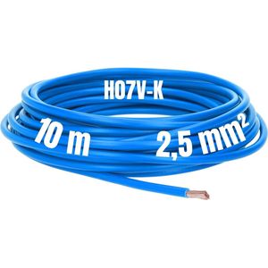 Kalitec 10 meter H07V-K 2,5 mm² blauwe bedradingskabel I kernkabel flexibel I PVC enkeladerig I meeraderig 2,5mm2 I bedrading fijnaderig I enkele kabel I kabel massief I schakeldraad