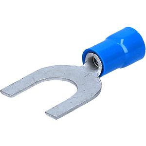 Verpakking met 10 stuks Kalitec GKSBU5 kabelschoenen vorkkabelschoenen 1,5-2,5 mm² I blauw gedeeltelijk geïsoleerd I PVC kraag U5 I voor het verbinden van kabels of strengen I beschermt elektrische verbindingen I krimpconnector