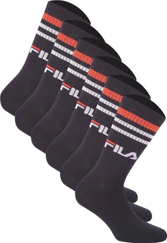 Fila - Sportsokken - Set van 6 - Comfortabele Geribde Borden met Contrastkleurig Logo