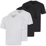 HAJO - Shirt - Zwart - 4 Pack - Katoen - V-hals - Halve Mouw