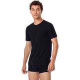 SCHIESSER - Shirt - Zwart - 4 Pack - Katoen - Halve Mouw
