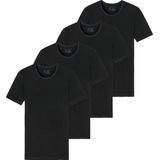SCHIESSER - Shirt - Zwart - 4 Pack - Katoen - Halve Mouw