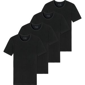 SCHIESSER - Shirt - Zwart - 4 Pack - Katoen - Halve Mouw