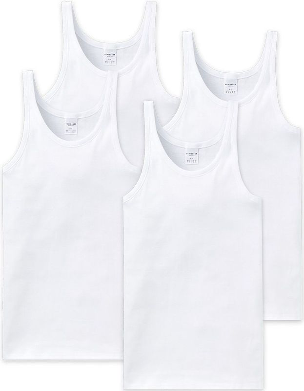 SCHIESSER - Onderhemd ESSENTIALS - Verpakking van 4 - Klassiek Fijn Ribvest - Heren