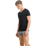 T-shirt - Effen - Katoen - V-hals - Halve Mouw