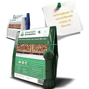 CoverUp!(3x4 m) Afdekzeil - Kleur: groen, 120 g/m² Zeildoek - Weerstand door versterkte rubberen hoeken en roestvrijstalen oogjes - Tarpaulin met UV -bescherming - Dekzeil incl. 16m touw - voor aanhangwagen, boot, aanhanger