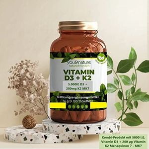 Vitamine D3 5.000 I.E. + vitamine K2 200 mcg – 180 tabletten