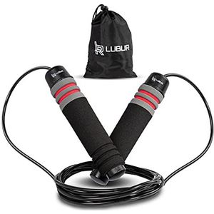 Lubur Sport springtouw - springtouw met antislip en ergonomische handgreep - individueel aanpasbaar springkoord - hoogwaardig springtouw van staal incl. transporttas