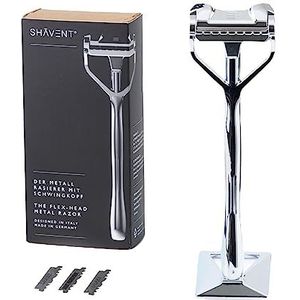 SHAVENT Origineel scheerapparaat met swingkop, nat scheerapparaat voor heren, metalen standaardmessen, plasticvrij en duurzaam, Made in DE (1.0