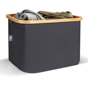 TIMEYARD Wasmand, wasverzamelaar, opbergmand, vierkante wasmanden, gevlochten mand, wasmand voor kinderkamer, opbergmand voor kinderen, voor speelgoed, 65 liter, grijs
